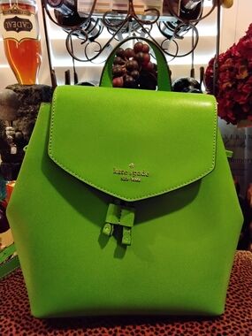 kate spade lime green Saffiano Leather Backpack